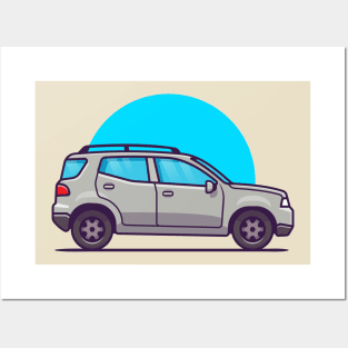 Car Cartoon Illustration Posters and Art